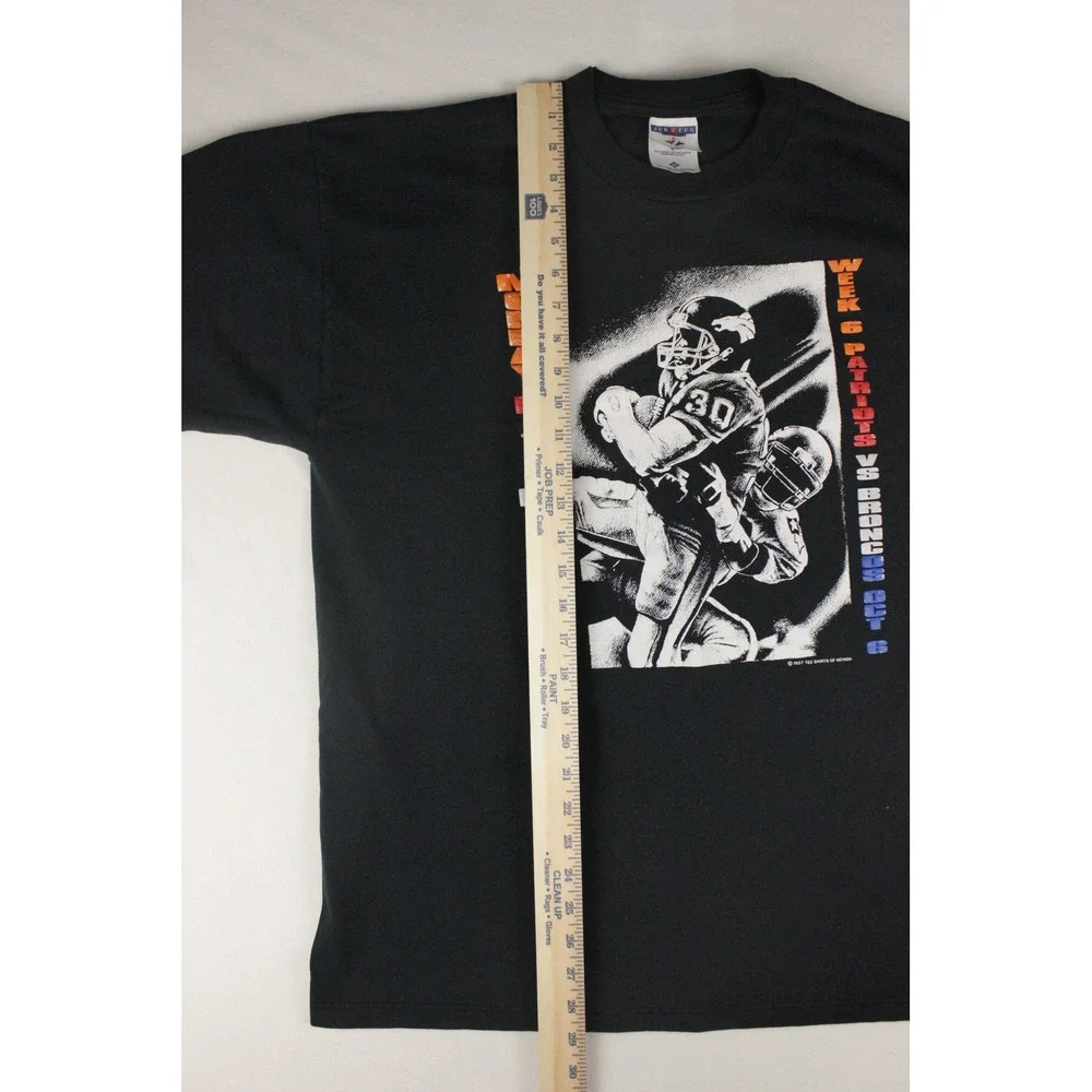 Vintage 1997 Monday Nite Madness Patriots vs Broncos T-Shirt Men XL Black‎